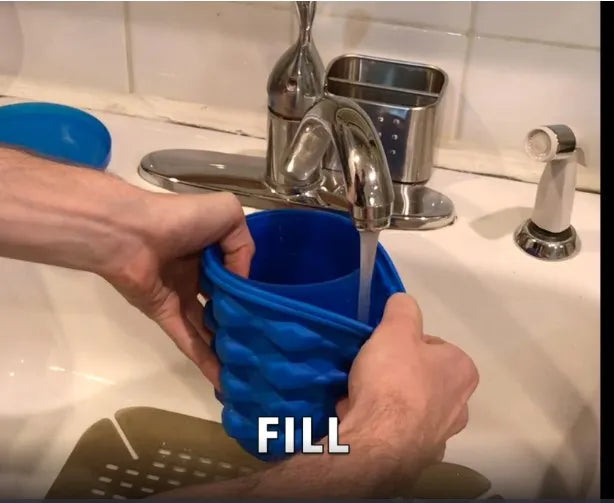 2 in 1 Large Silicone Ice Bucket Mold with Lid - Portable Space Saving Cube Maker for Kitchen, Party, Barware