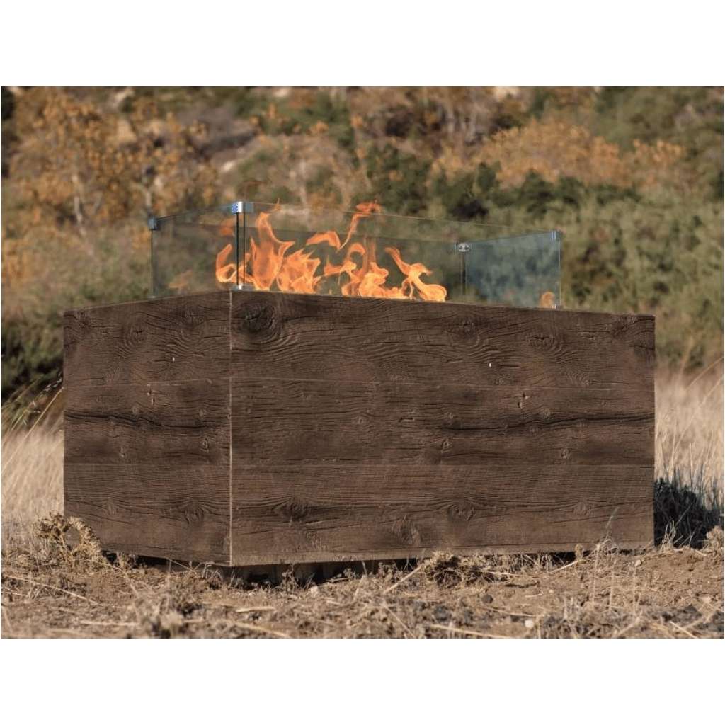 Outdoor Plus - Catalina GFRC Wood Grain Concrete Rectangle Gas Fire Pit 72