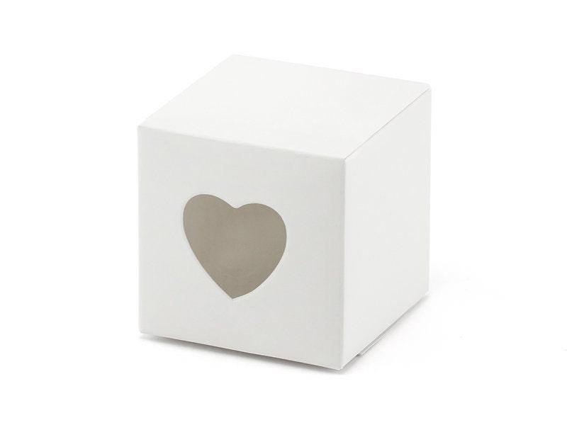 50 White Heart Wedding Favor Boxes for DIY Candy & Cake Gifts