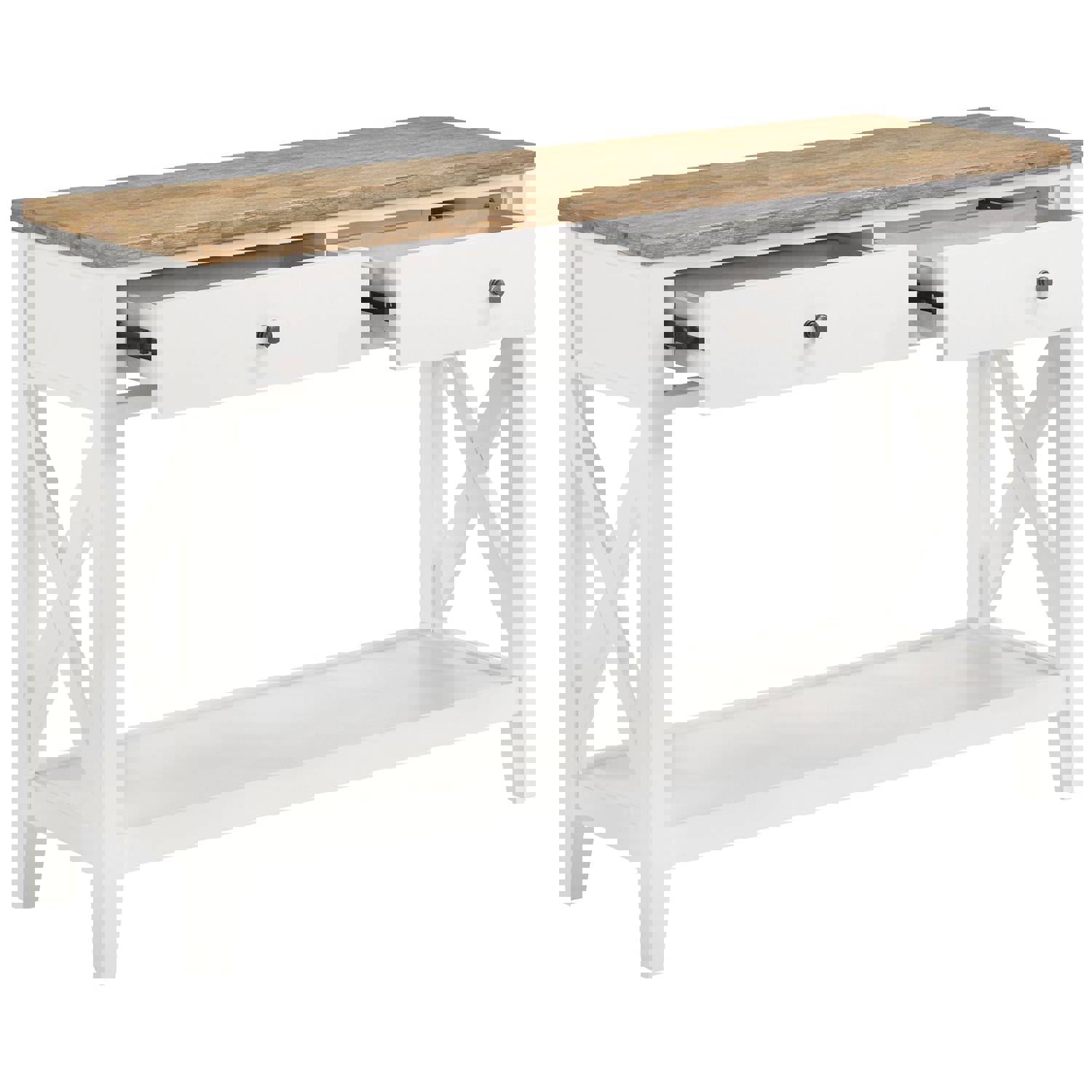 Maisy Rectangular Wooden Sofa Table With Shelf Brown and White
