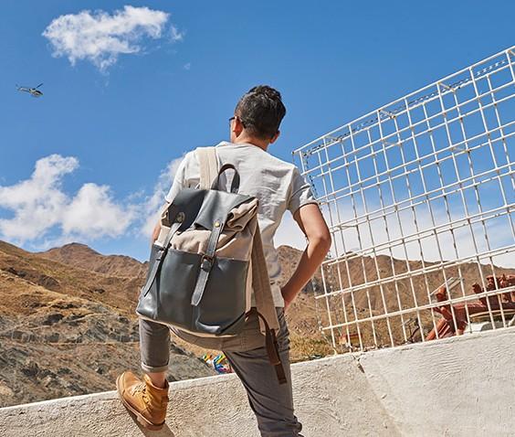 Leather Canvas Men's Cool Backpack - Durable Travel & School Bag