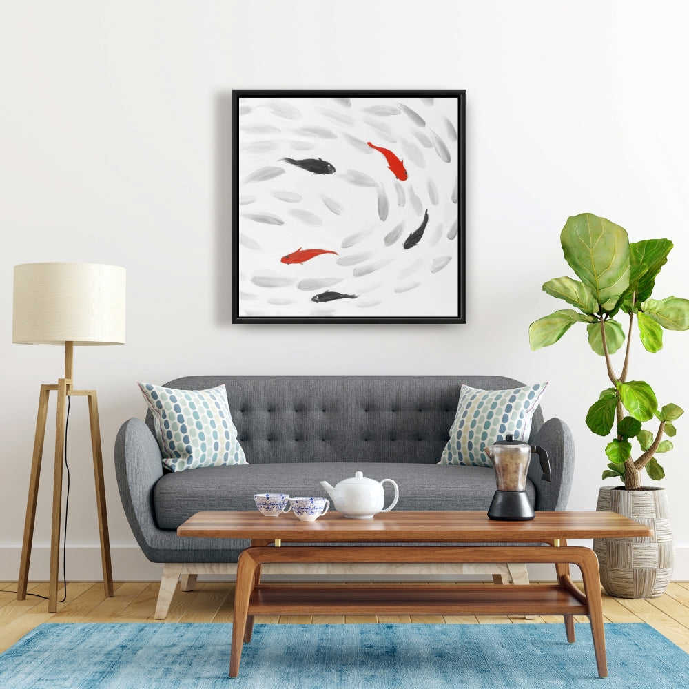 Swimming Fish Swirl - Fine Art Gallery Wrapped Canvas 16x48