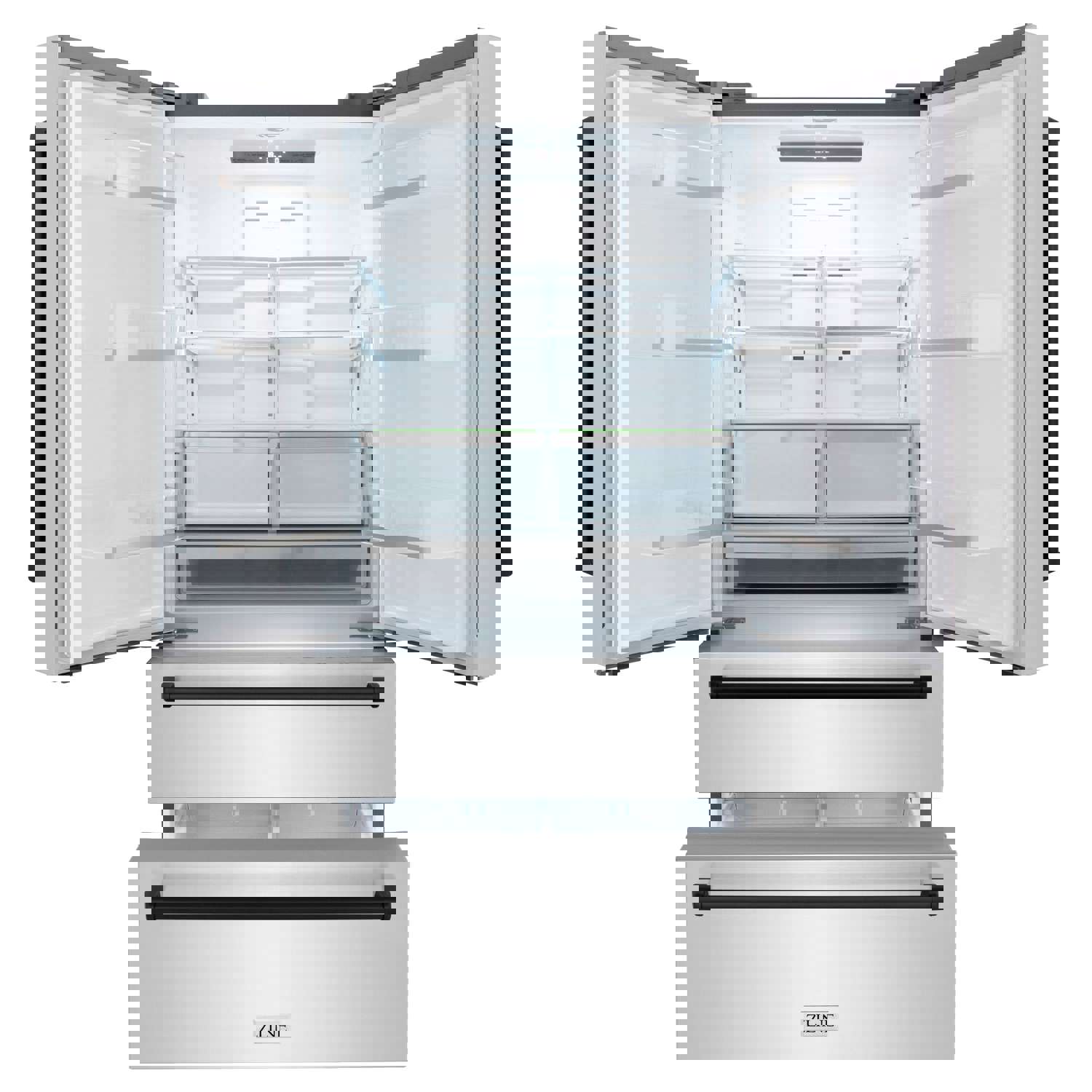 ZLINE 36 in. Autograph Edition French Door Refrigerator with Ice Maker - Fingerprint Resistant Stainless Steel & Matte Black Accents