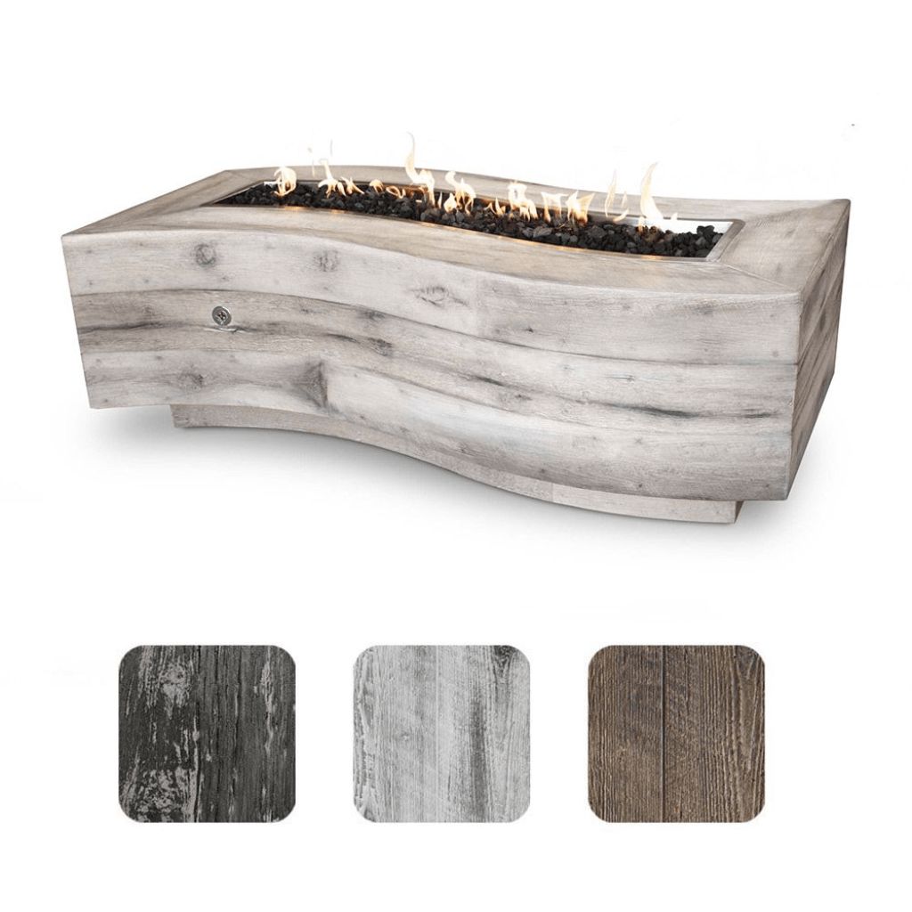 The Outdoor Plus - Big Sur GFRC Wood Grain Concrete Rectangle Gas Fire Pit 72