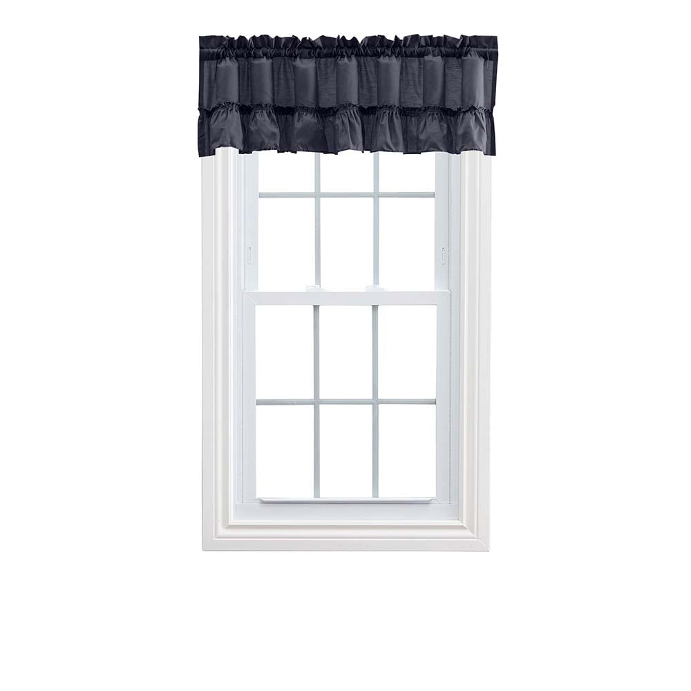 Ellis Stacey 1.5 Rod Pocket High Quality Fabric Solid Color Window Ruffled Filler Valance 54x13 Navy