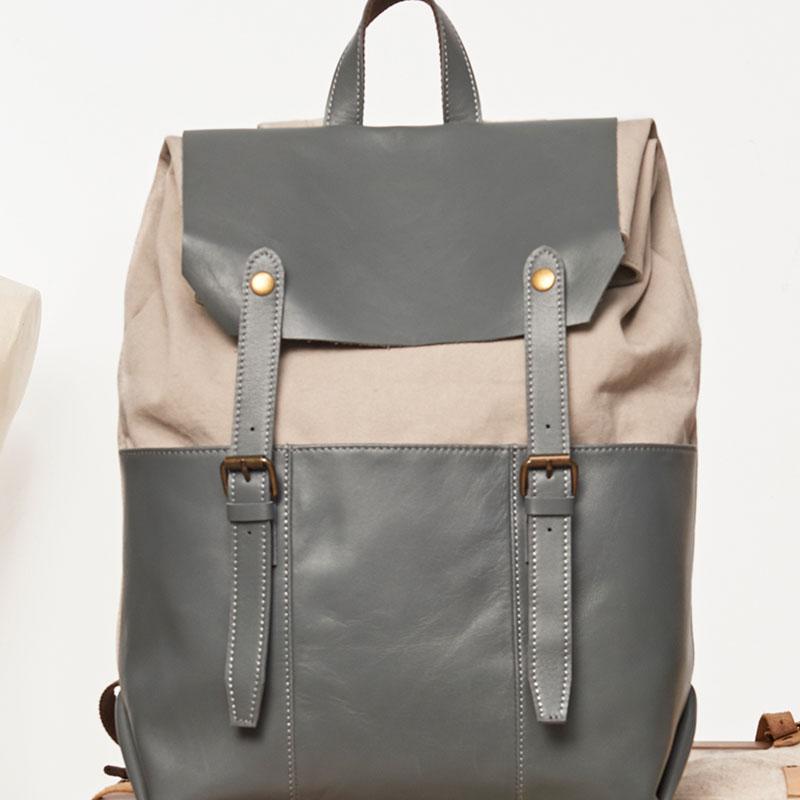 Leather Canvas Men's Cool Backpack - Durable Travel & School Bag