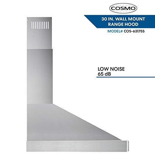 Cosmo 63175S 30 Inch 380 CFM Stainless Steel Wall Mount Kitchen Range Hood with Digital Push Control & LED Lighting