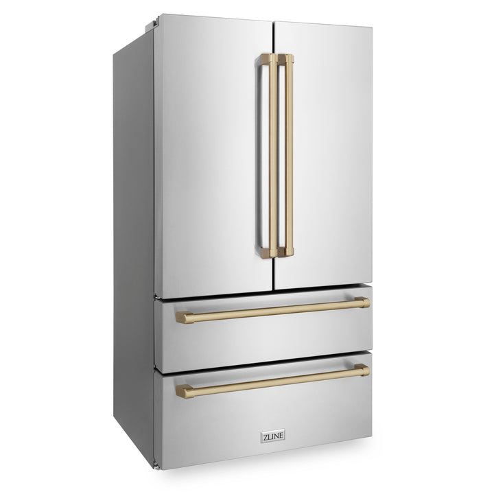 ZLINE 36 Autograph Edition 22.5 cu. ft Freestanding French Door Refrigerator with Ice Maker in Fingerprint Resistant Stainless Steel