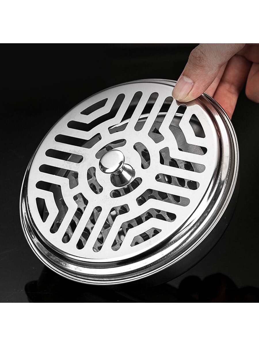 Stainless Steel Mosquito Coil Holder with Ash Tray & Lid for Indoor and Outdoor Use