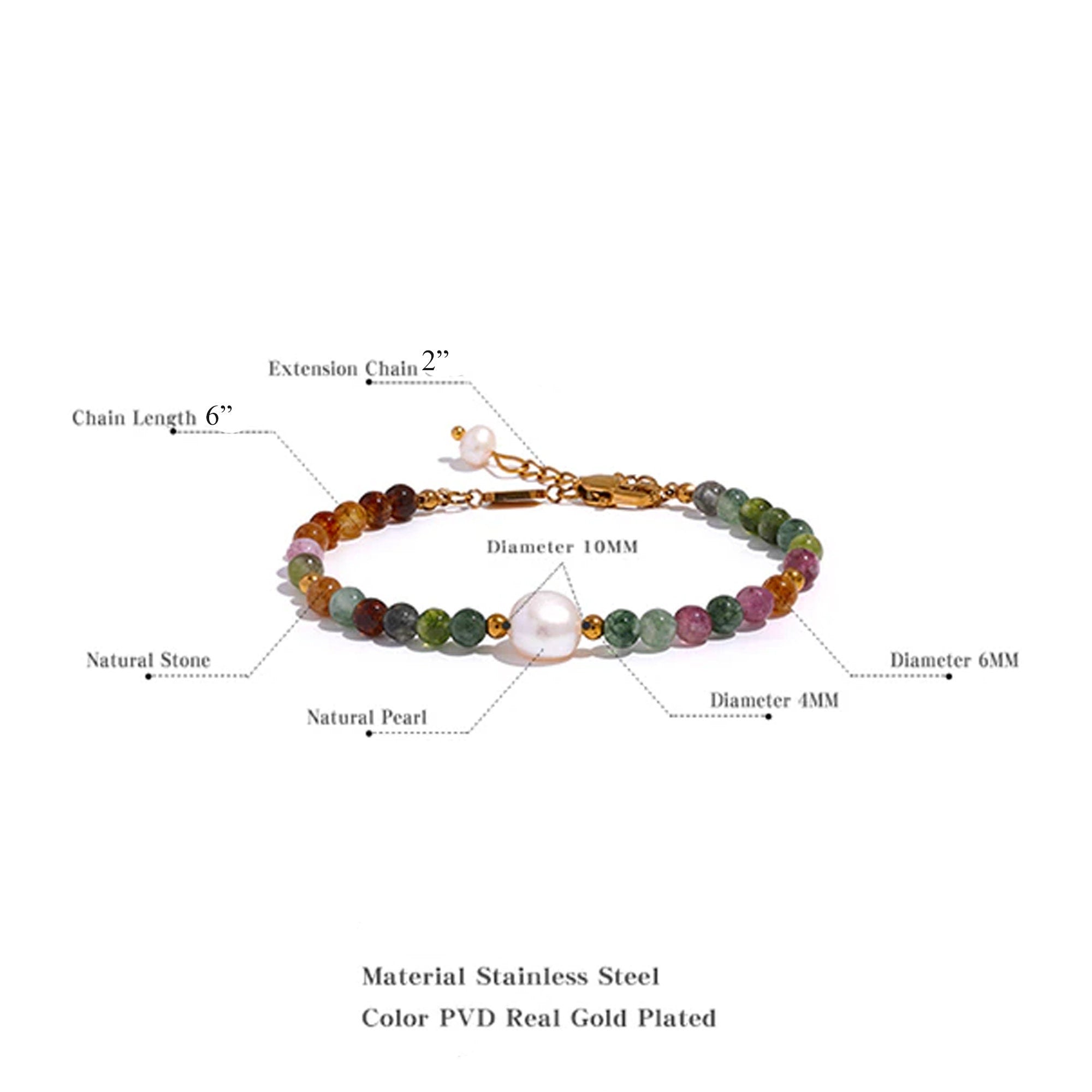 Josslyn Natural Tourmaline & Pearl Necklace - 18K Gold PVD Gemstone Necklace