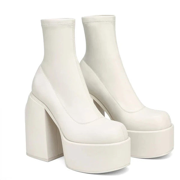 Corashoes Platform Block High Heeled Ankle Boots