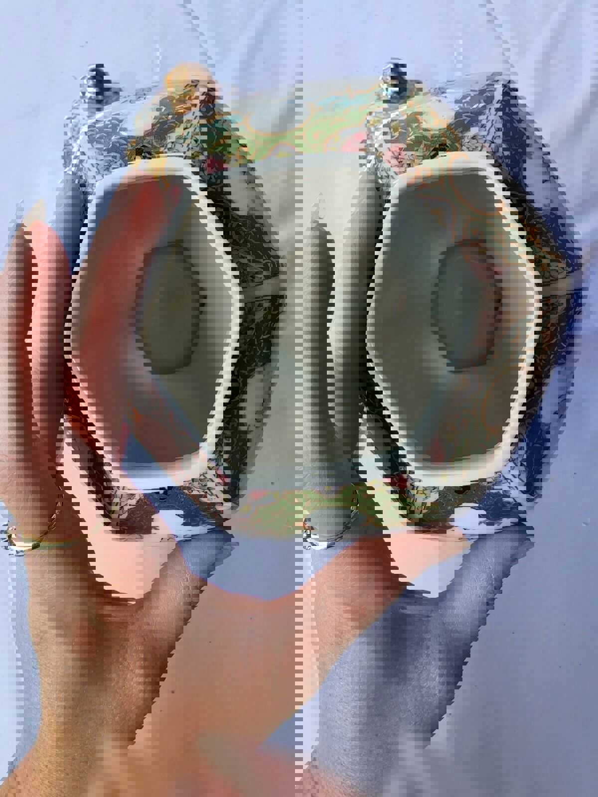 Vintage Japanese Famille Verte Green & Gold Birds Flowers Ginger Jar