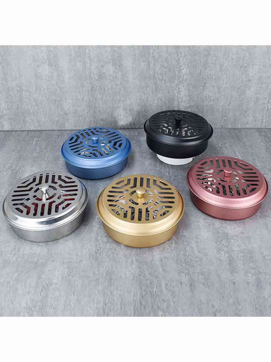 Stainless Steel Mosquito Coil Holder with Ash Tray & Lid for Indoor and Outdoor Use