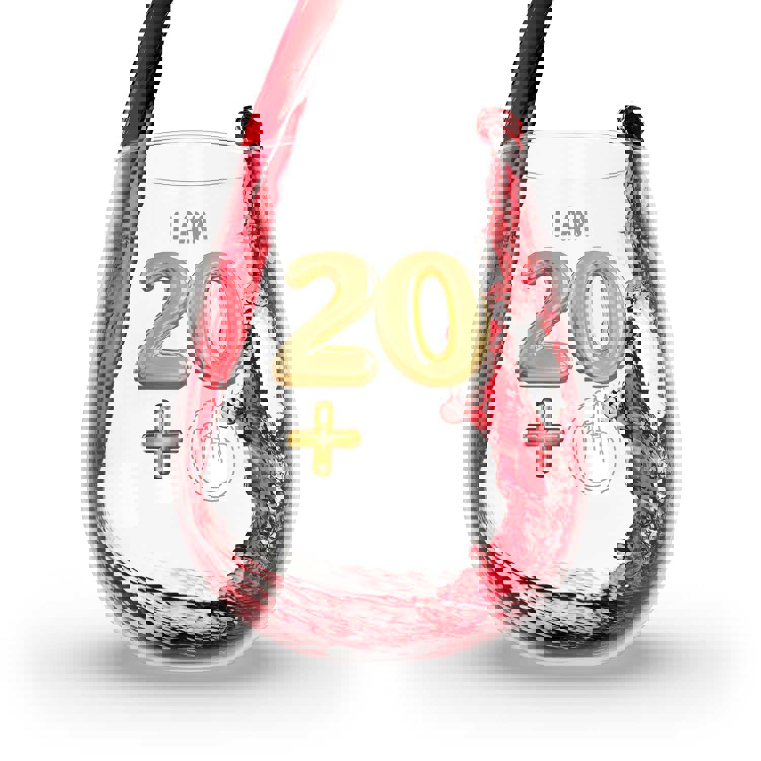 21st Birthday Stemless Wine Glass - Funny Gift with Middle Finger Design