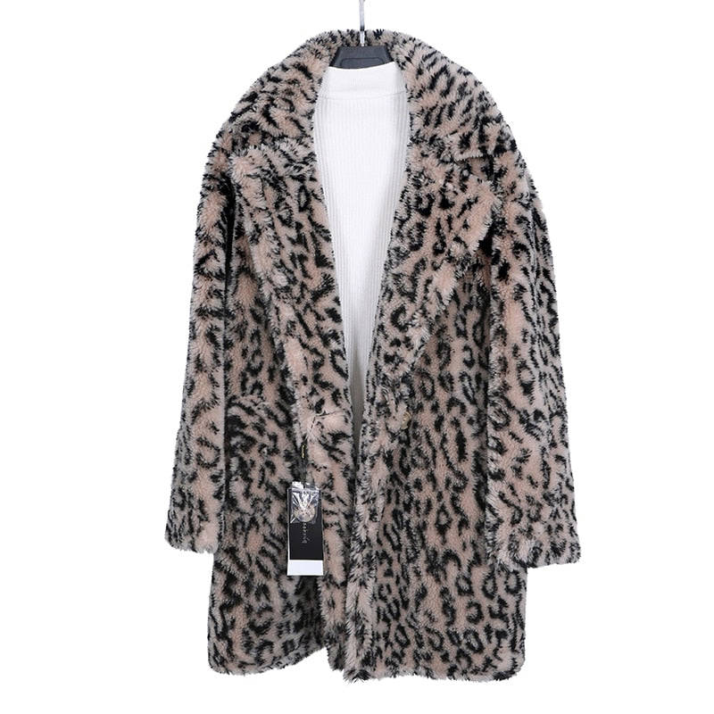 2020 Fashion Women's Winter Jacket - Natural Wool Sheepskin Long Teddy Bear Coat with Real Fox Fur