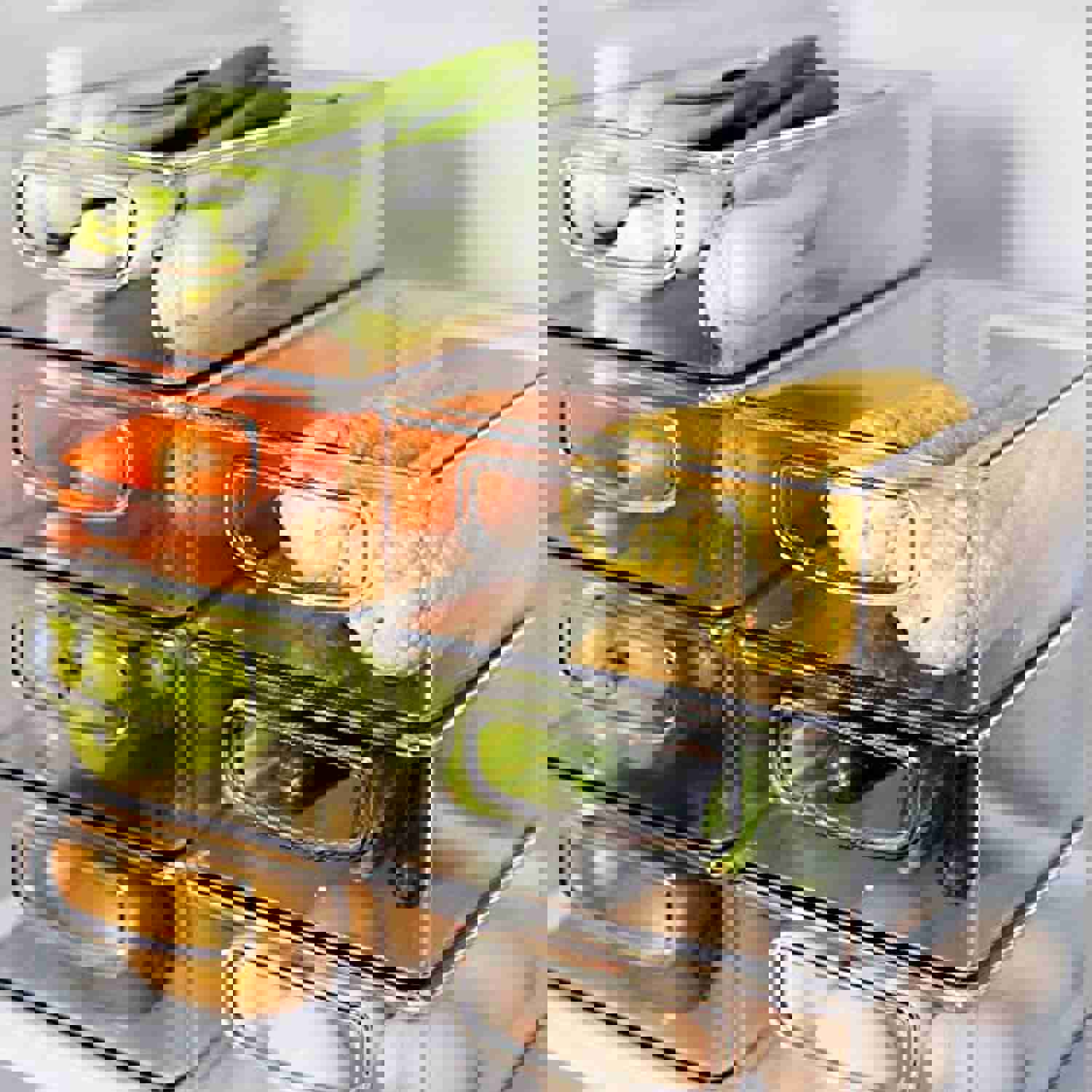 HERKKA 6 Pack Plastic Storage Bins for Pantry, Refrigerator, Countertop, Cabinet Organization
