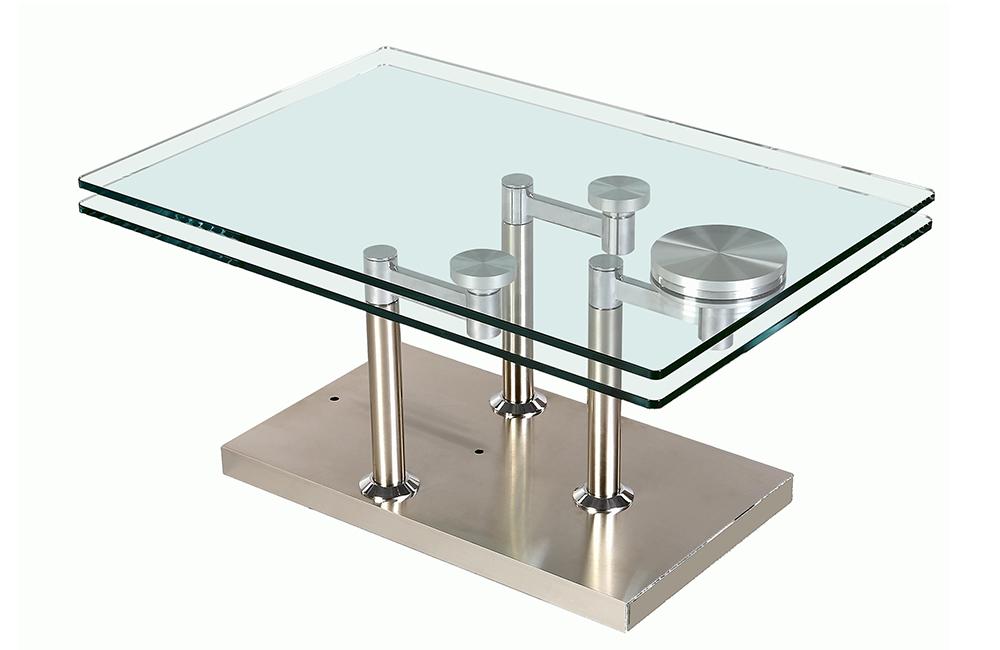 Allyson Rectangular Cocktail Table with Stainless Steel Base