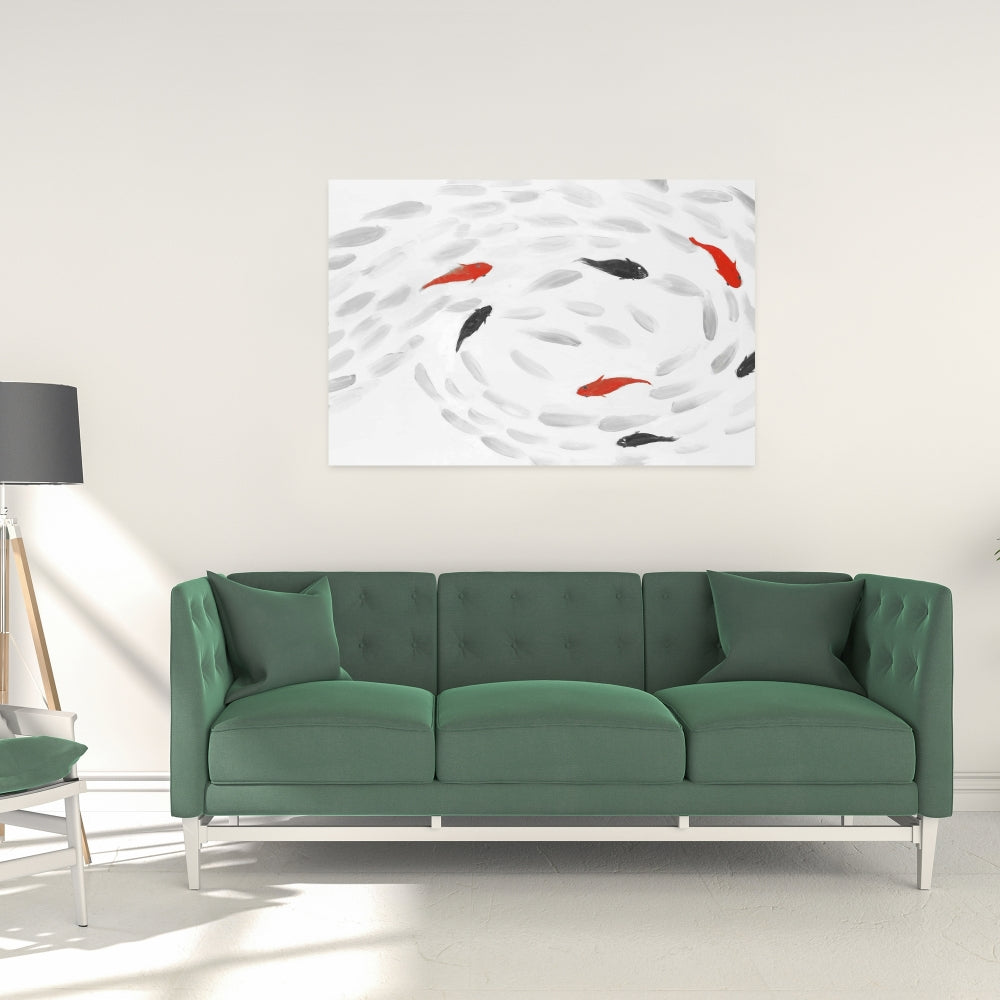 Swimming Fish Swirl - Fine Art Gallery Wrapped Canvas 16x48
