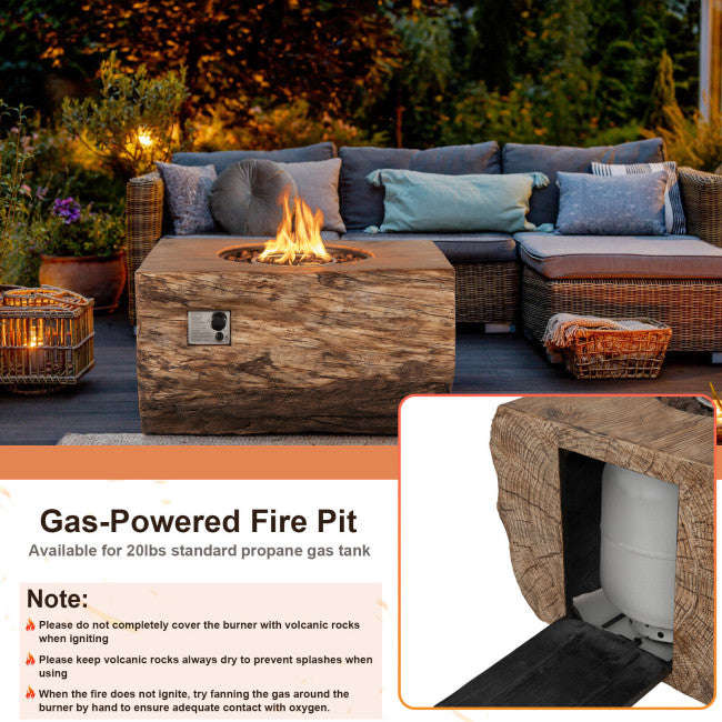 50000 BTU Outdoor 2-in-1 Fire Pit Table with Lava Rock and PVC Cover