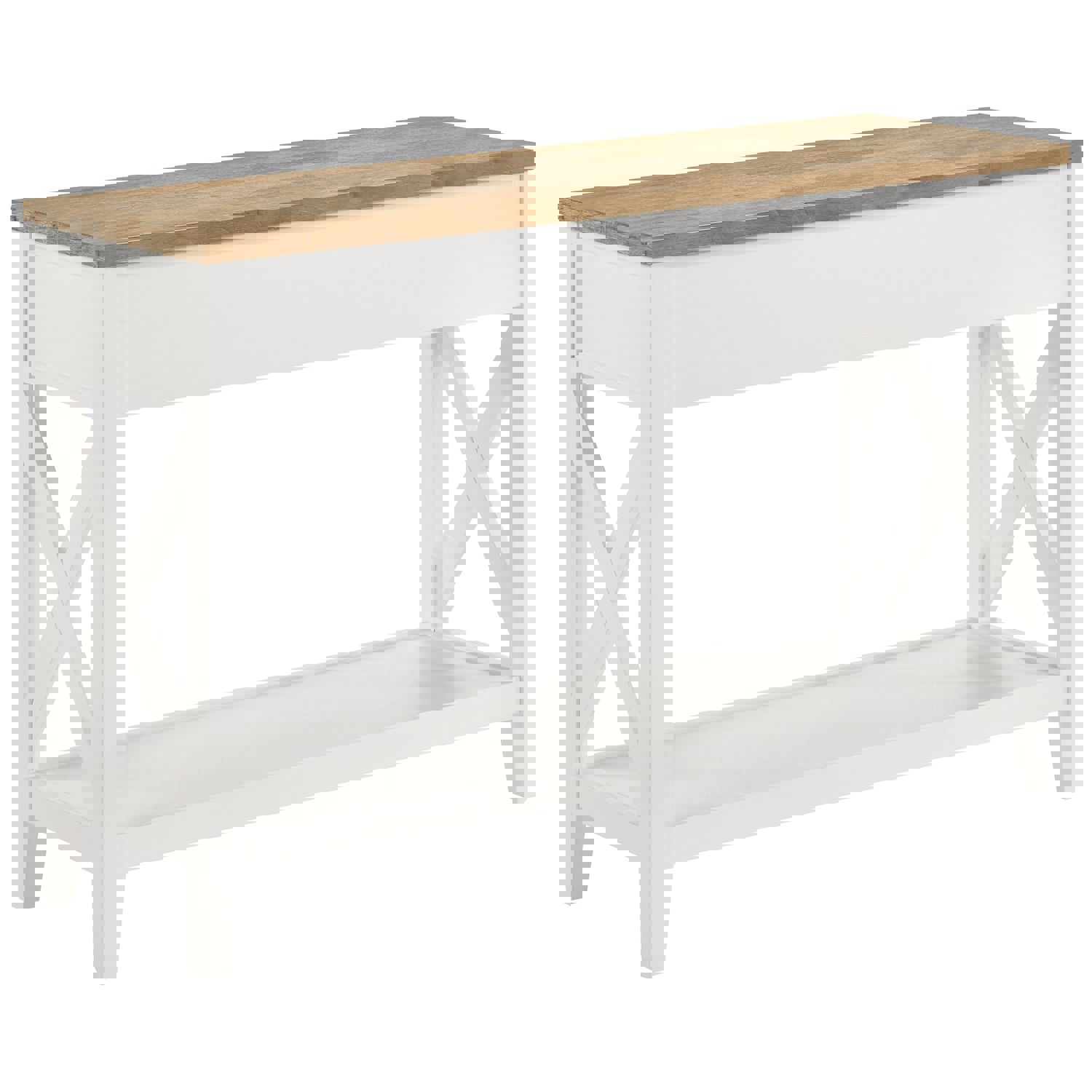 Maisy Rectangular Wooden Sofa Table With Shelf Brown and White