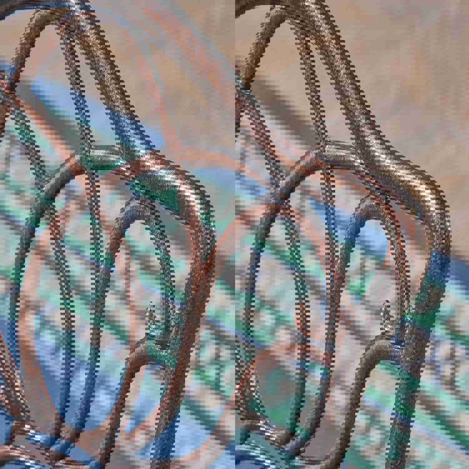 Barbara Outdoor 6-Seater Cast Aluminum Rectangular Dining Set in Shiny Copper