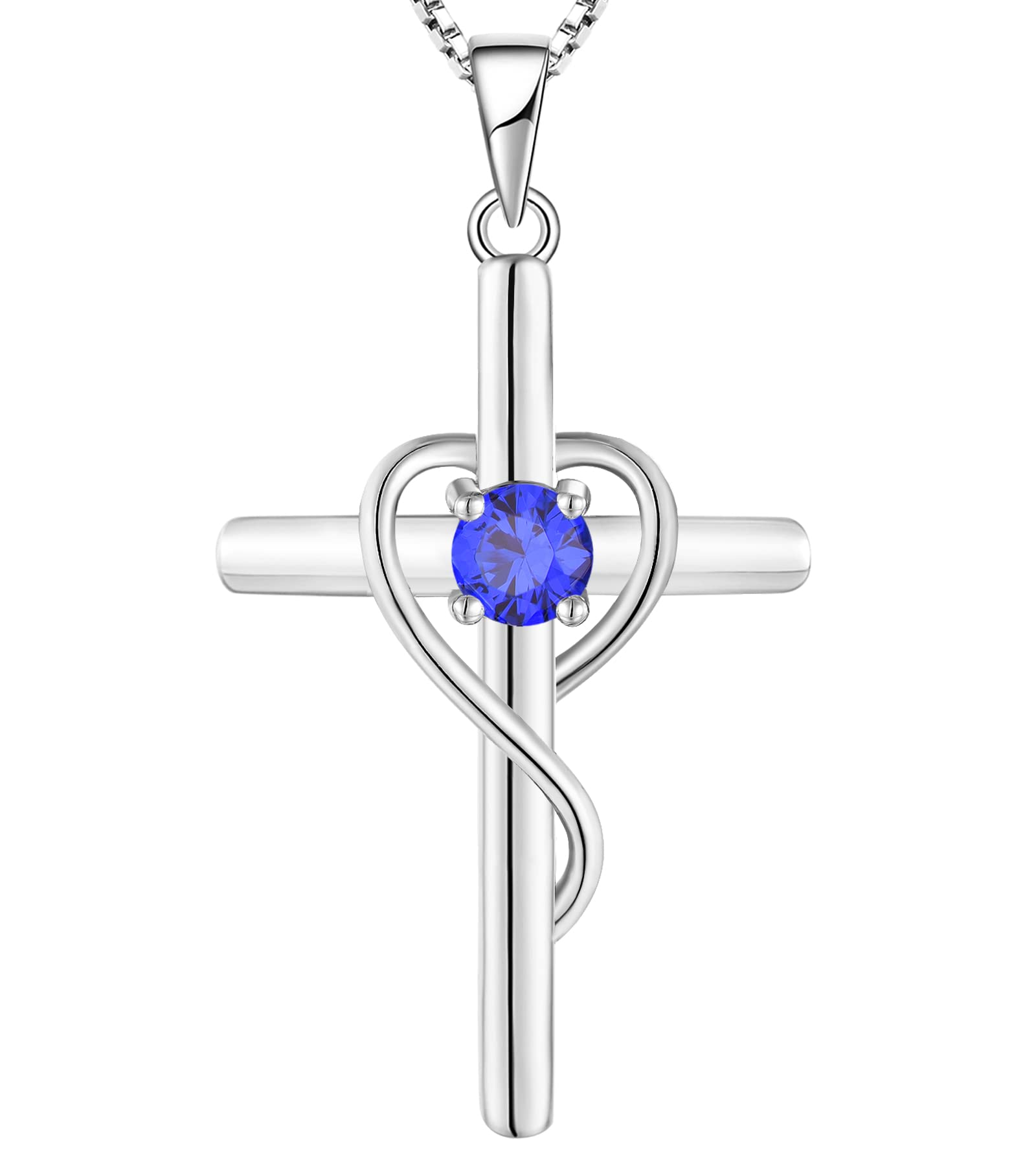 Yeelery Infinity Cross Pendant Necklace - 925 Sterling Silver with 18K White Gold Plated