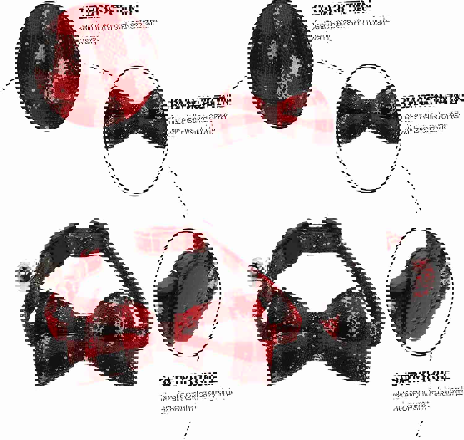 GLSTOY 1Pc Adjustable Christmas Bow Tie Collar for Small Dogs and Cats