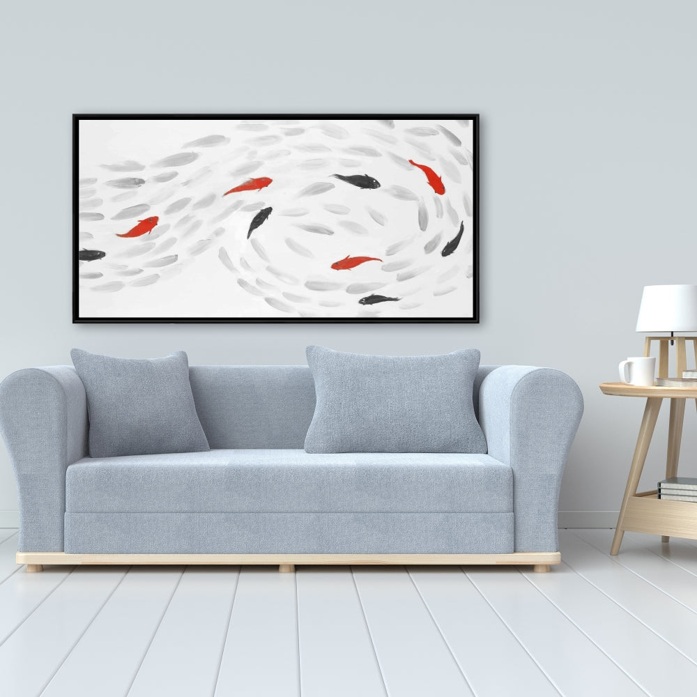 Swimming Fish Swirl - Fine Art Gallery Wrapped Canvas 16x48