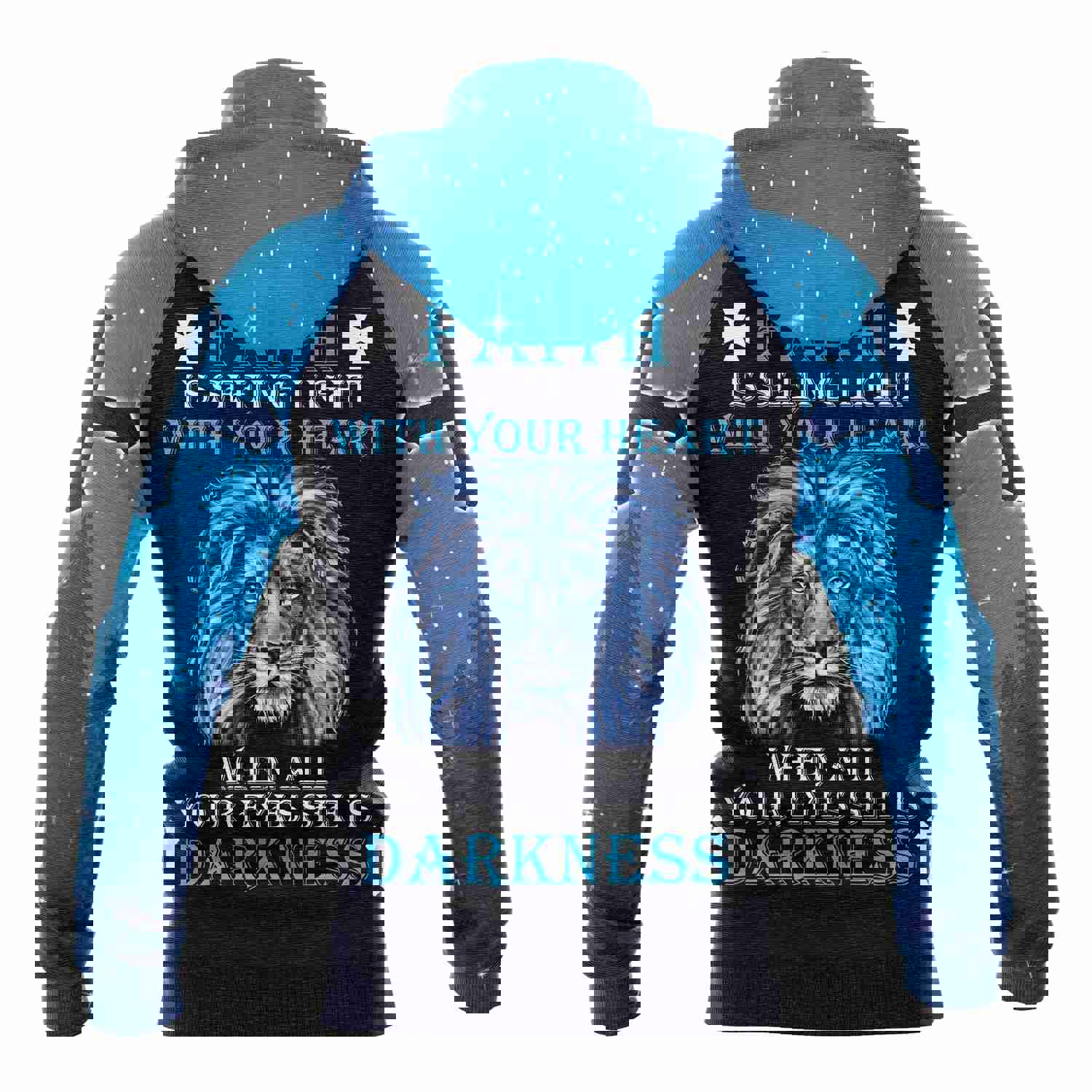 Blue Lion Jesus Pullover Premium Hoodie - Faith is Seeing Light, Perfect Outfit for Men and Women on Christmas, New Year, Autumn, Winter