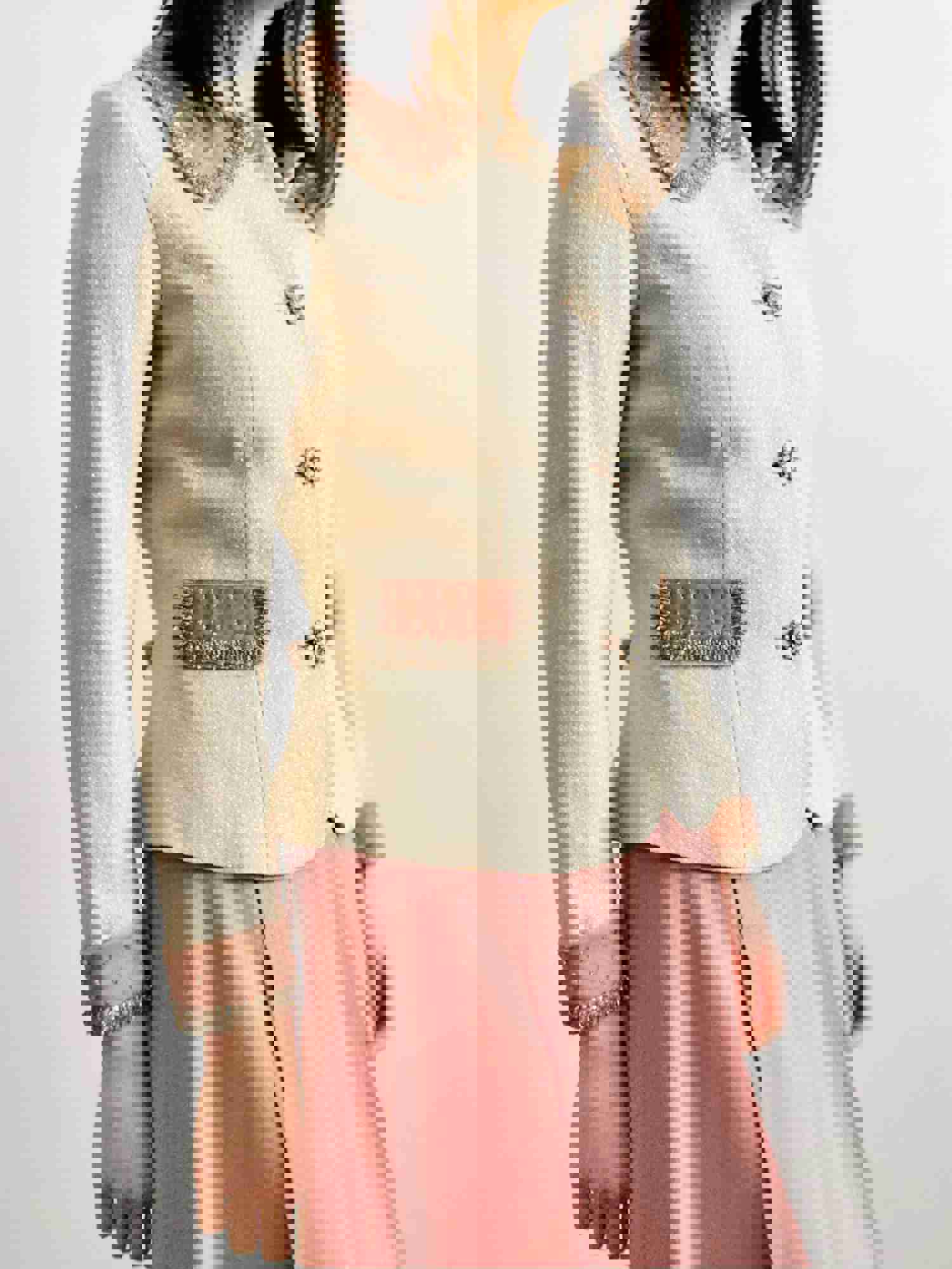 Vintage 1940s Pink Velvet Jacket with Beaded Details and Rhinestone Buttons
