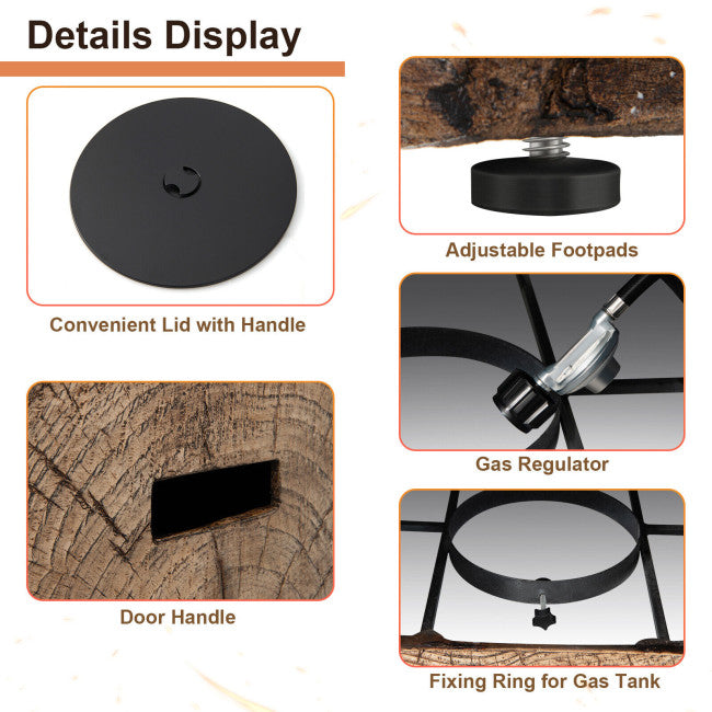 50000 BTU Outdoor 2-in-1 Fire Pit Table with Lava Rock and PVC Cover