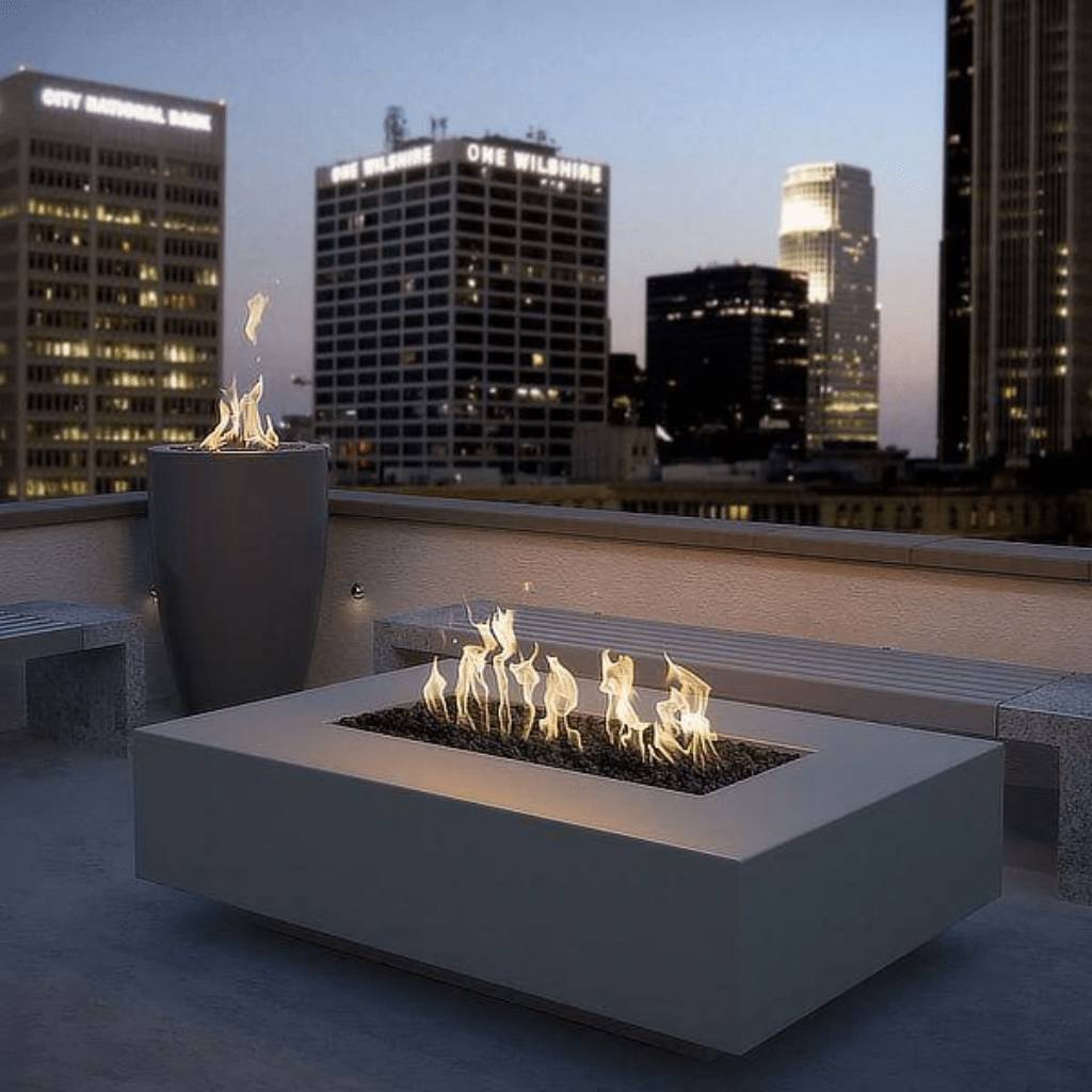 The Outdoor Plus - Cabo Linear GFRC Concrete Rectangle Liquid Propane Fire Pit 66