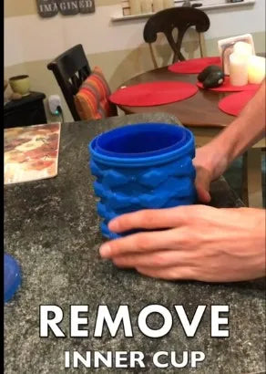 2 in 1 Large Silicone Ice Bucket Mold with Lid - Portable Space Saving Cube Maker for Kitchen, Party, Barware