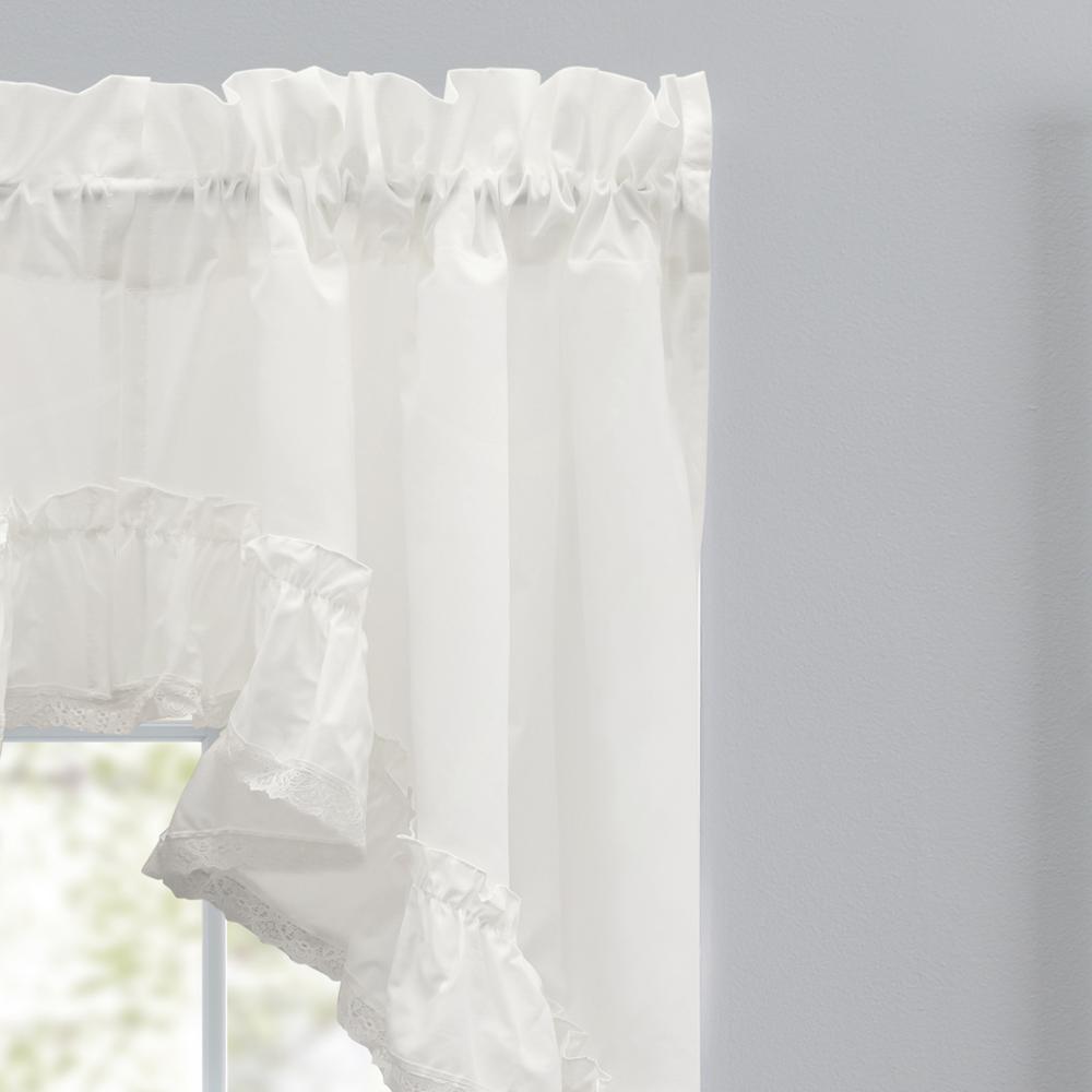 Ellis Curtain Madelyn Ruffled Victorian 1.5 Rod Pocket Swag for Windows with Lace Edge