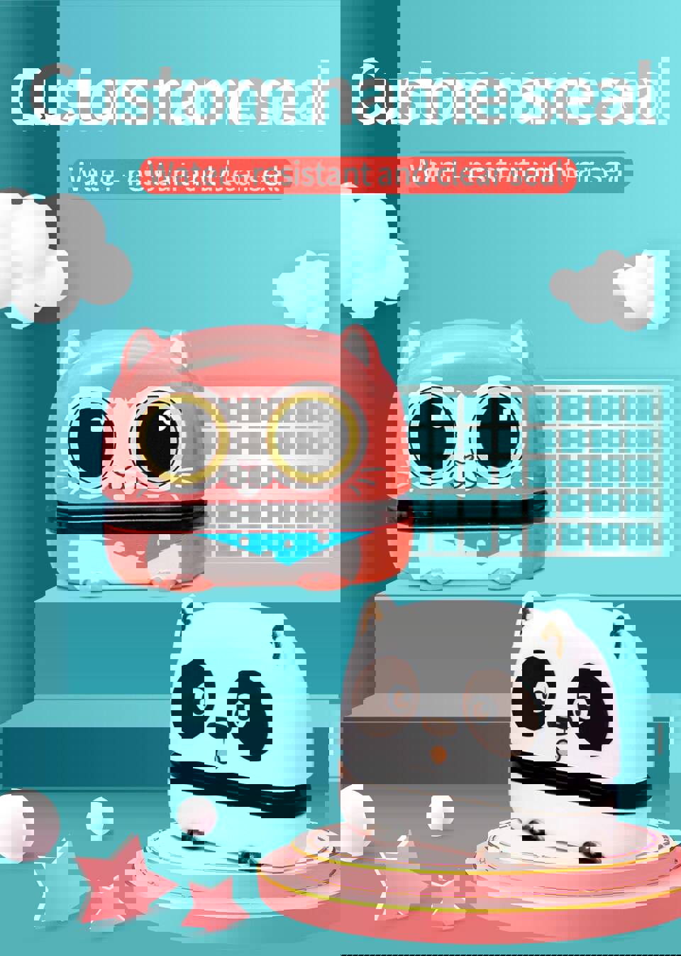 Cute Cartoon Children Seal Stamps - Large Size Washed Non-Fading Fabric Art Craft Supplies