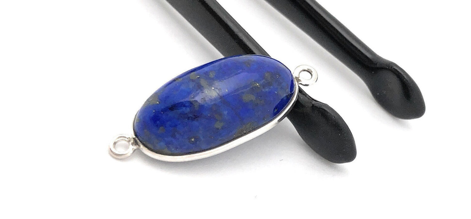 Sterling Silver Lapis Lazuli Gemstone Connector for Jewelry Making