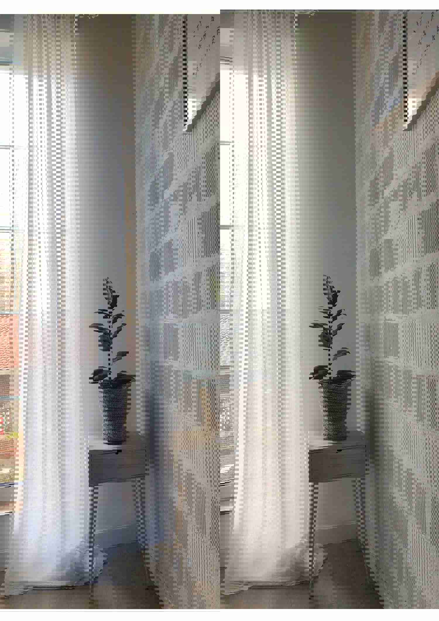 White Linen Sheer Curtain With Rod Pocket - Unlined Sheer Curtain Panel