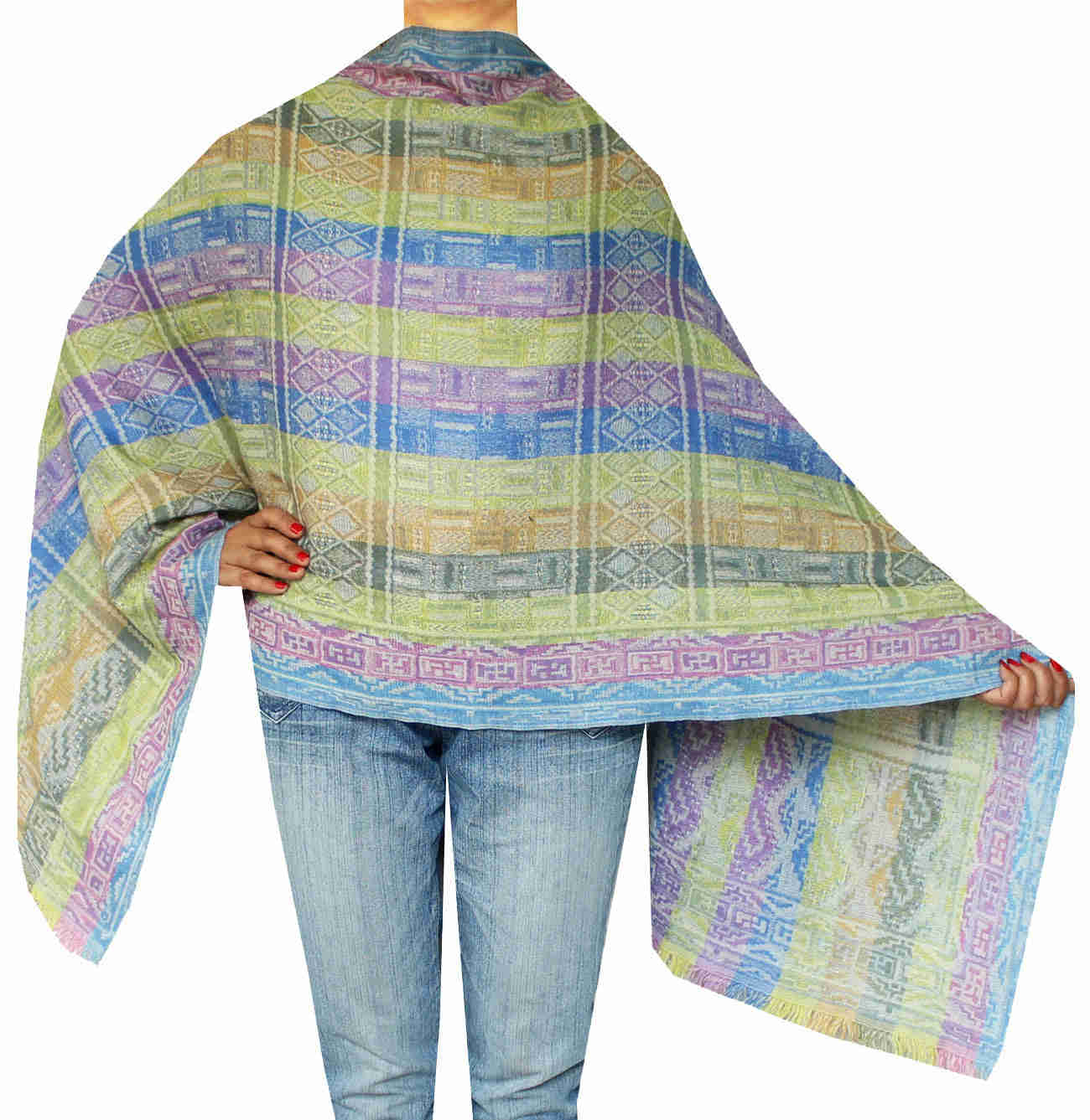 Jamawar Wool Shawl Scarf Womens Wrap India Clothing (76 x 26 inches)