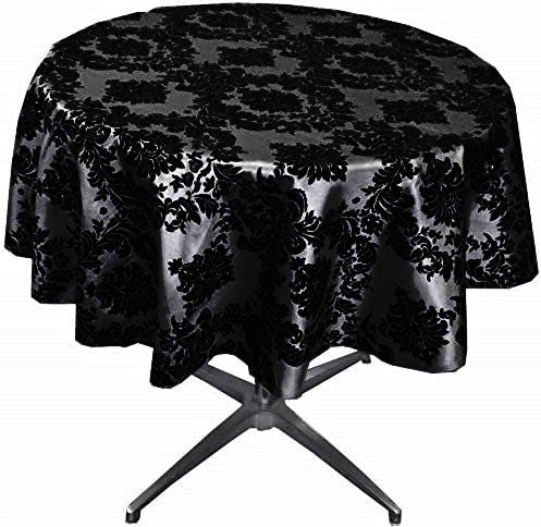 Black Taffeta Flocking Damask Table Rounds for Wedding and Special Events
