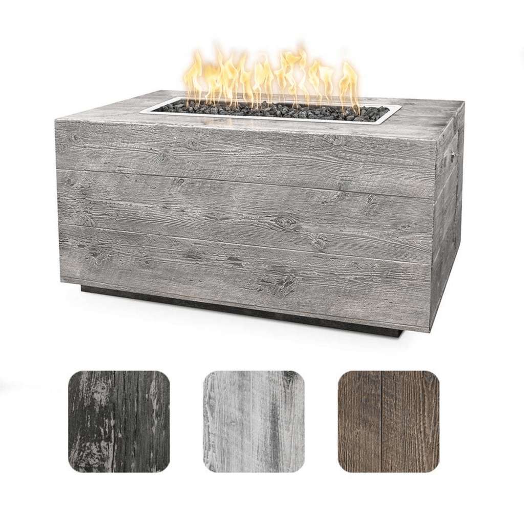 Outdoor Plus - Catalina GFRC Wood Grain Concrete Rectangle Gas Fire Pit 72