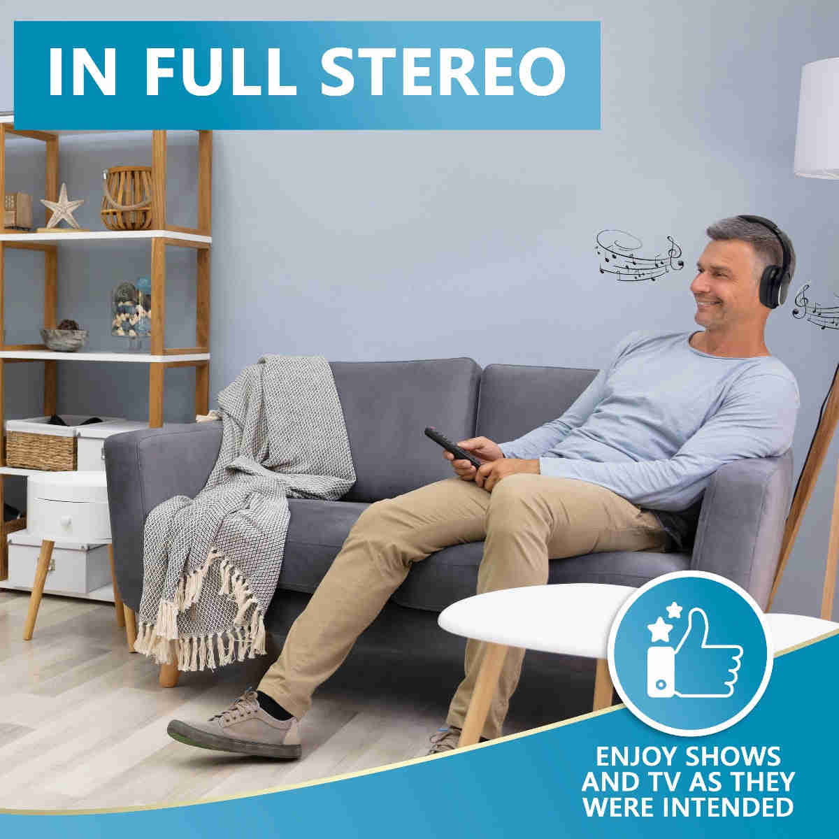 SEREONIC Voice Enhancing TV Headphones - Lightweight & Zero Delay