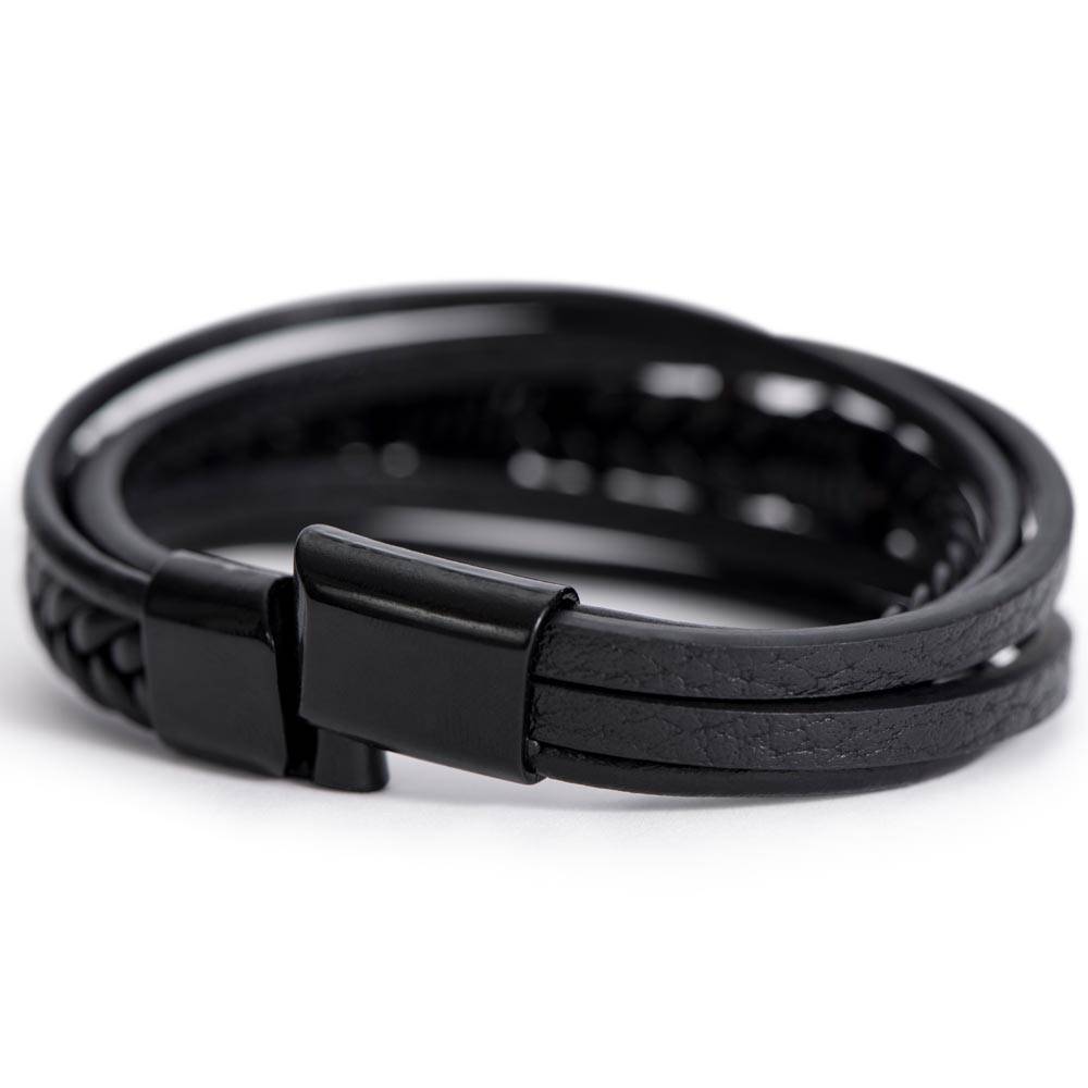 Mens Braided Leather Bracelet with Cross - Special Gift for Christmas, Valentines Day, Anniversary or Birthday