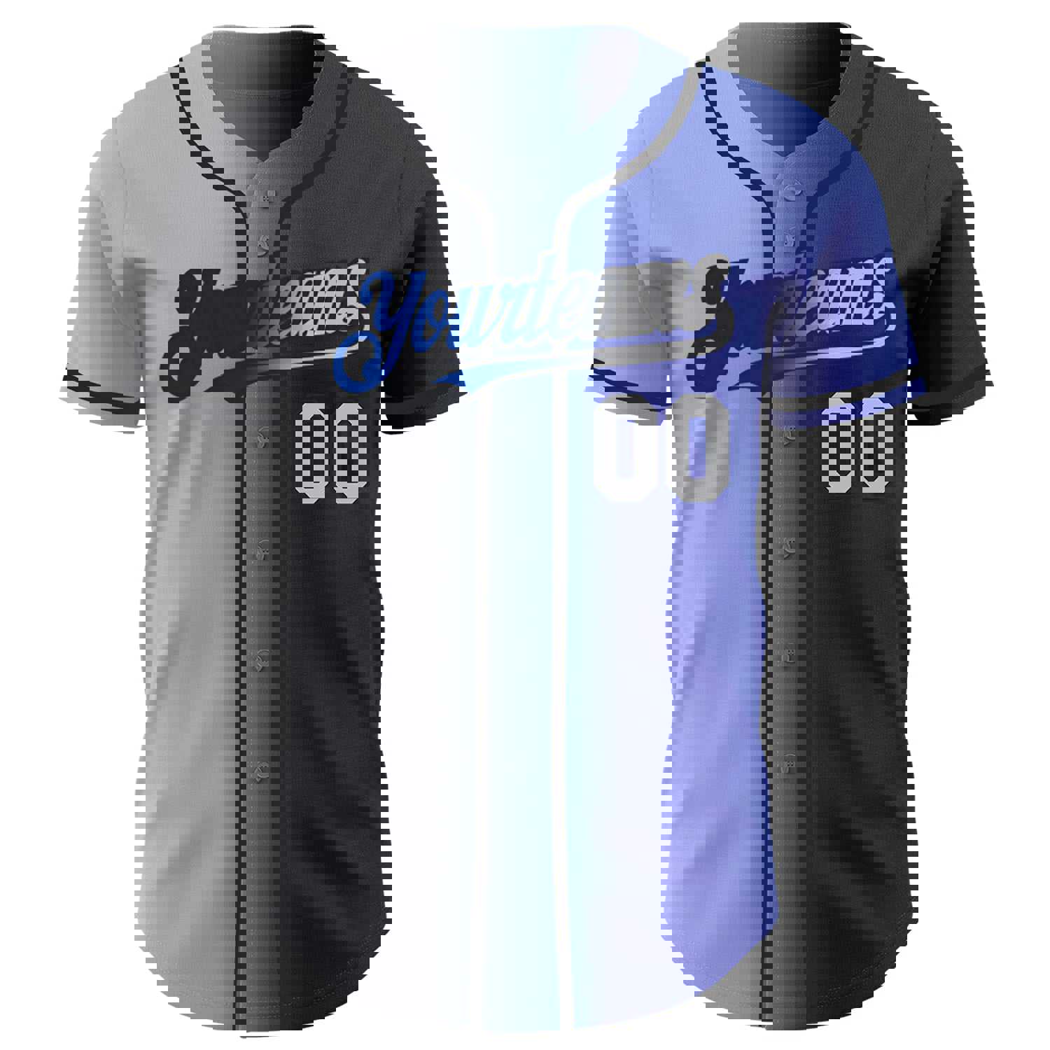 Custom Royal Gray-Black Authentic Gradient Fashion Baseball Jersey