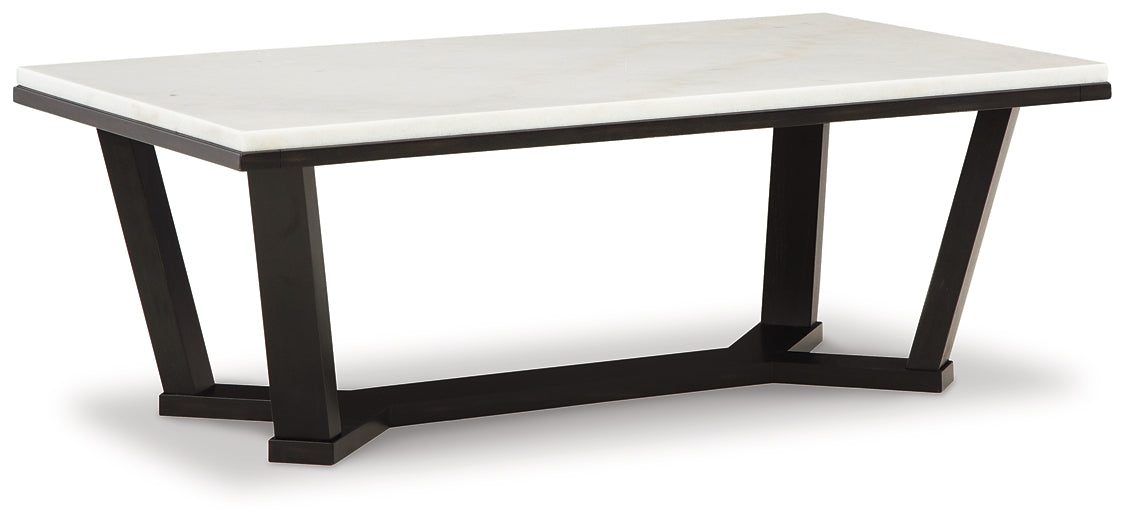 Fostead Rectangular Cocktail Table - Elegant Marble Top Coffee Table