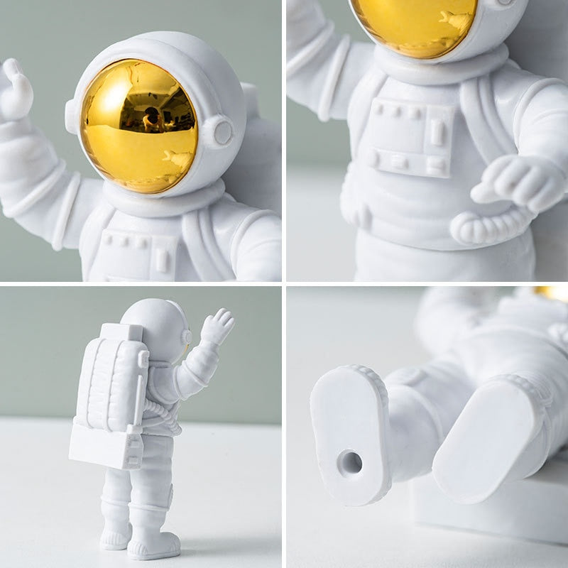3Pc Astronaut Decor Action Figures and Moon Home Decor Resin Astronaut Statue