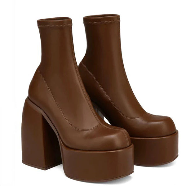 Corashoes Platform Block High Heeled Ankle Boots