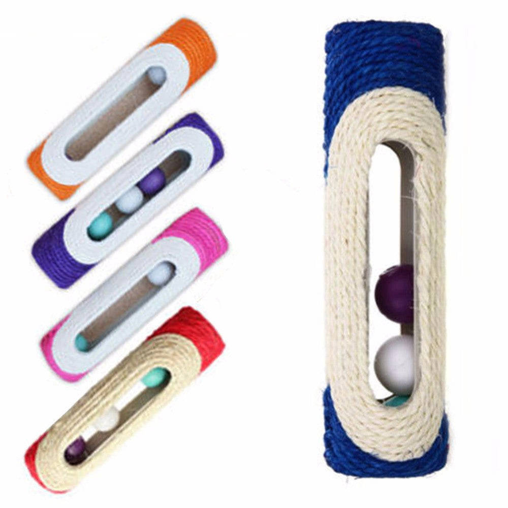 Funny Pet Cat Toys Rolling Sisal Scratching Post with 3 Ball Toys for Cats and Puppies