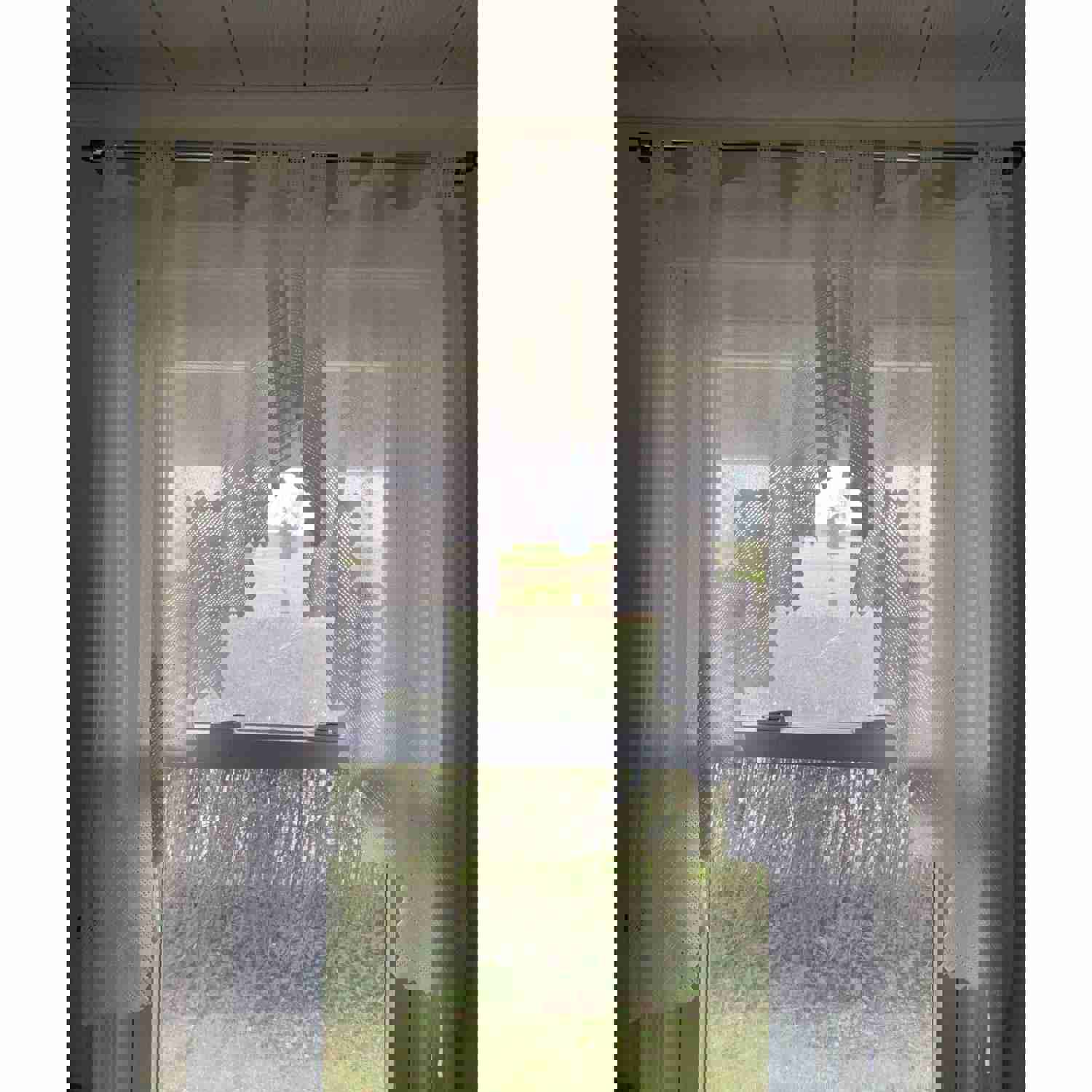 White Lace Swag Curtain Valance Set of 2 Panels