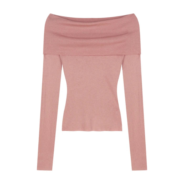 Nukty Black Solid Off Shoulder Elegant Long Sleeve Tops for Women