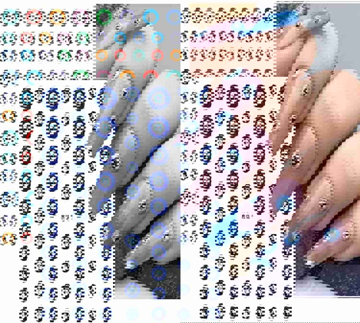 Evil Eyes Nail Art Stickers Decals - 7 Sheets 3D Self-Adhesive Nail Decorations with Turkish Blue Eye Khamsah Hand of Fatima Cartoon Design